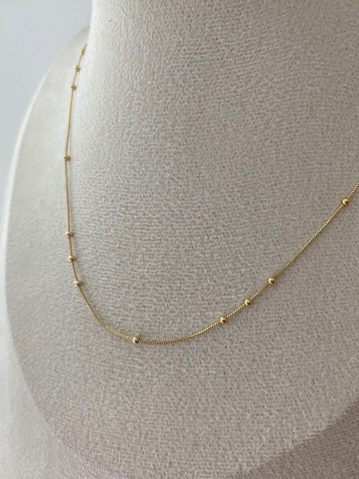 Özel Seri Minimal Top Detaylı İnce Bismark Zincir Kolye 45cm