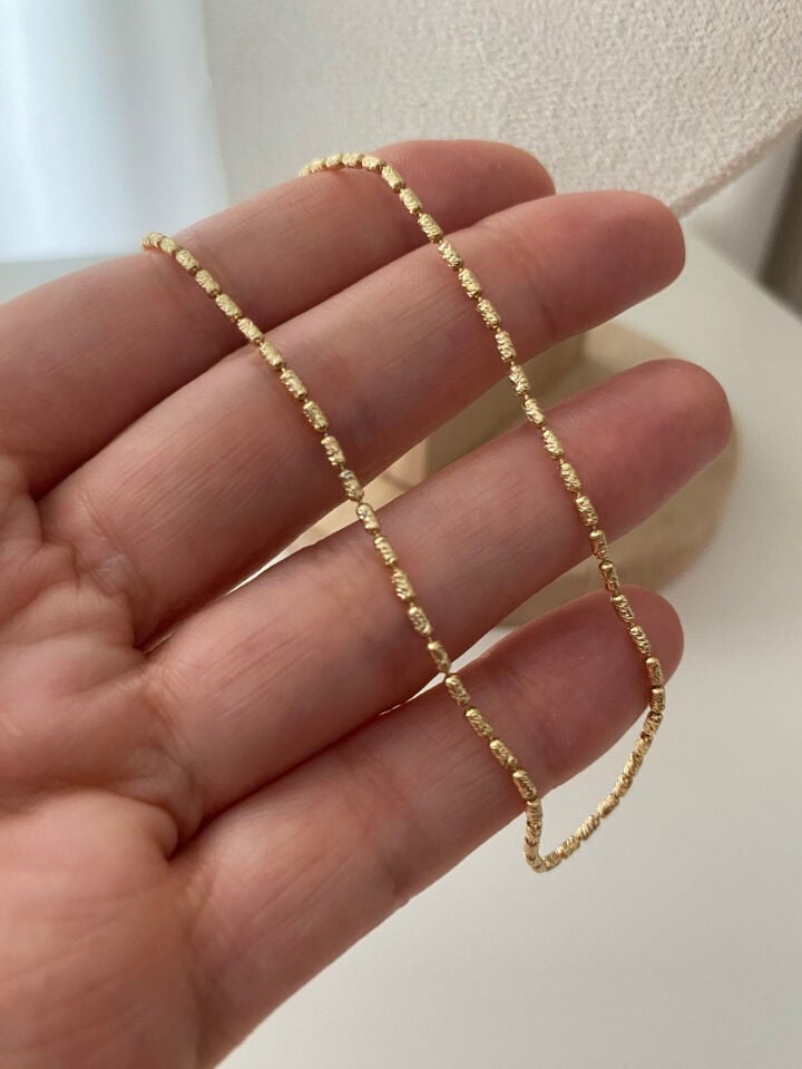 Özel Seri Minimal Lazer Kesim Dolgulu Boru Zincir Kolye 45cm