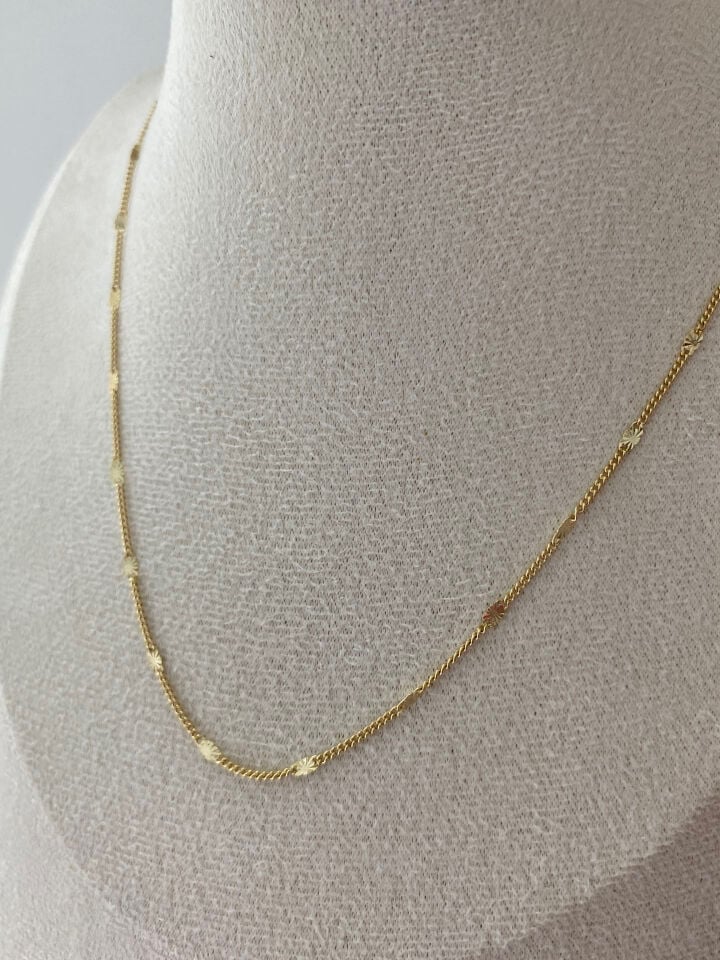 Özel Seri Minimal Oval Pullu Ezme İnce Zincir Kolye 50cm
