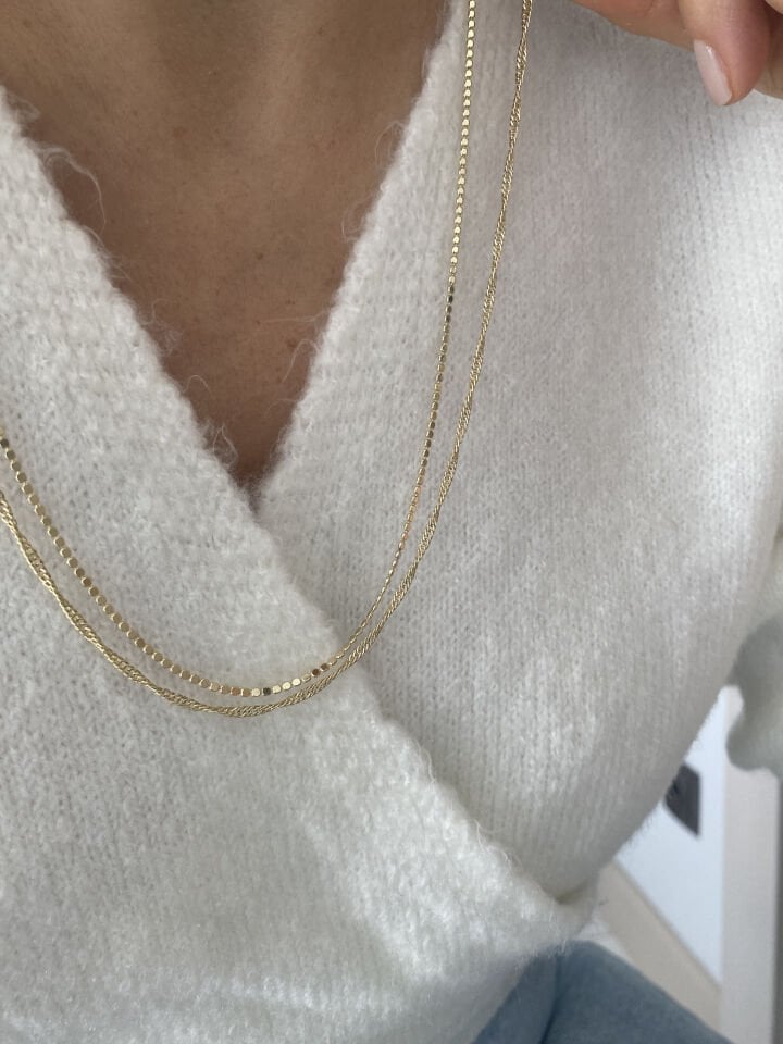 İnce Minimal Ezme Zincir “60cm”
