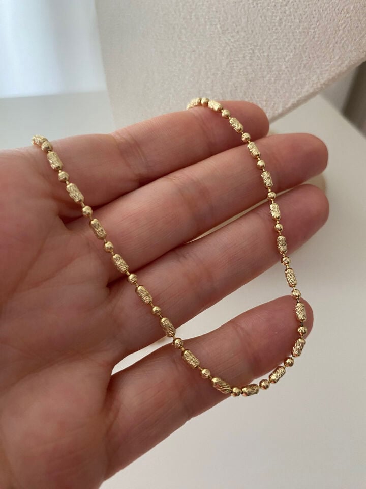Özel Seri Lazer Kesim Minimal Dolgulu Geometrik Zincir Kolye 45cm