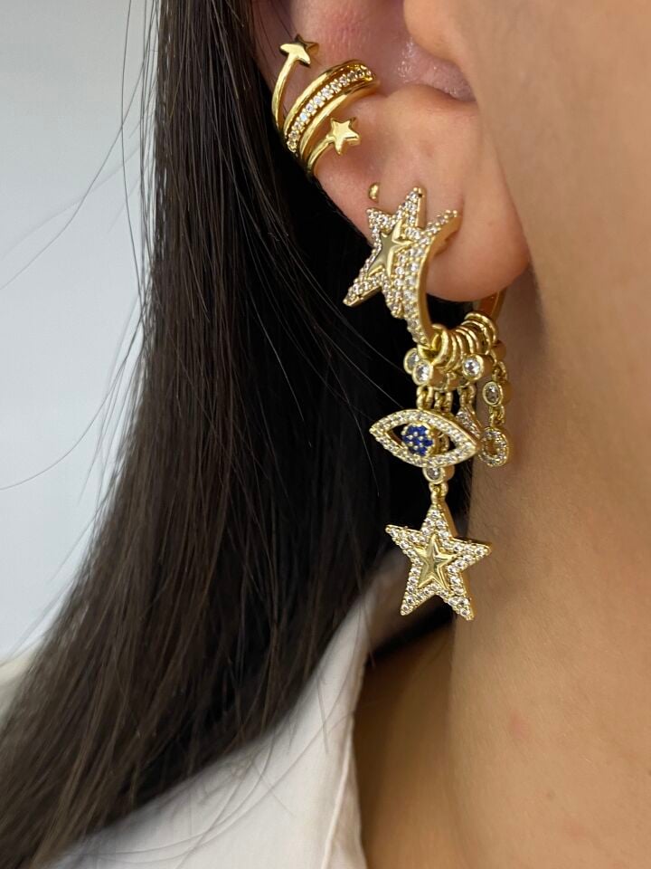 Özel Seri Star Eye Asimetrik Charm Küpe