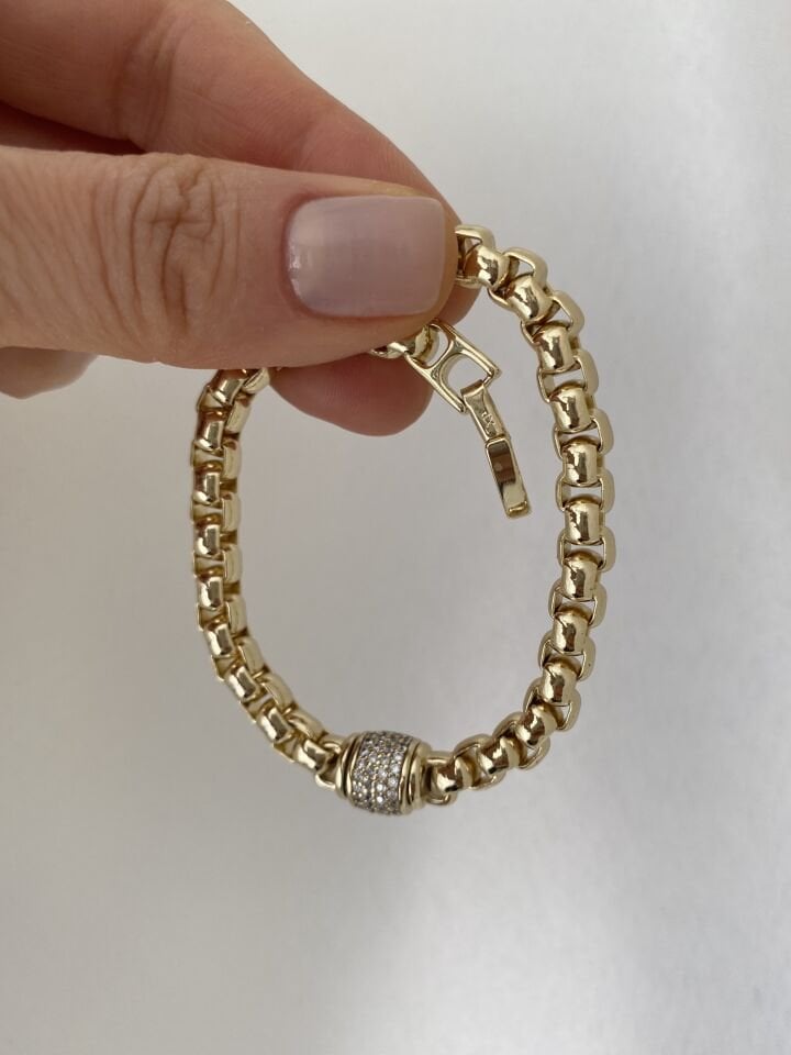 Ortası Döner Top Detaylı Arnavut Bileklik