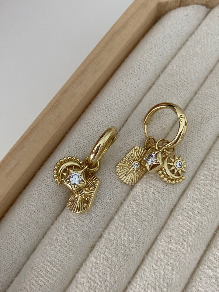 Altın Kaplama Sirius Charm Halka Küpe