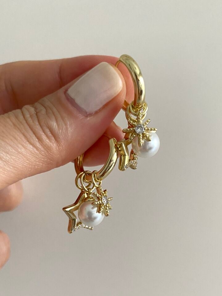 Özel Seri Pearl Charm Halka Küpe