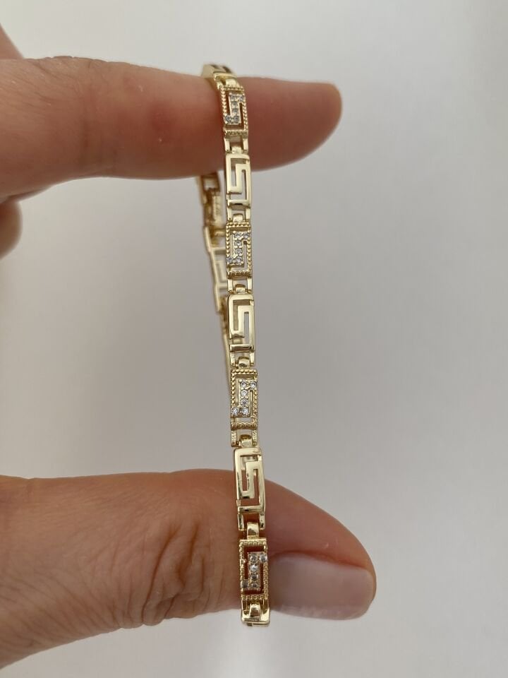 Gömme Taş Detaylı Greek Bileklik