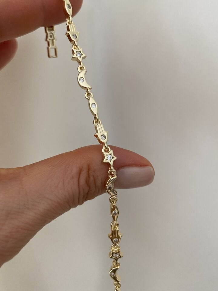 Gömme Kristal Taşlı Manifest Bileklik