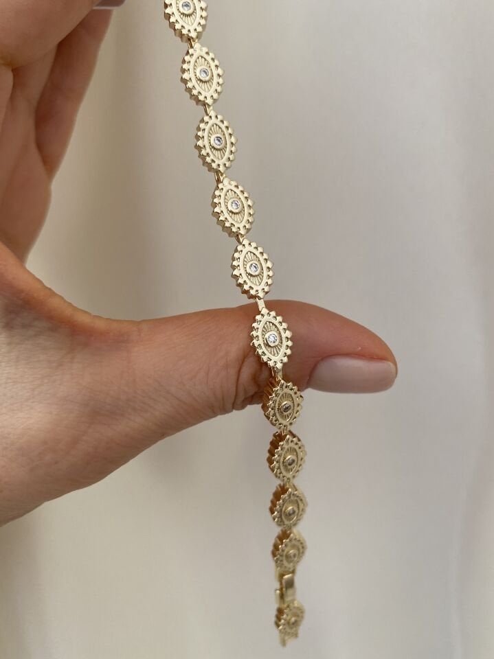 Tam Tur Taşlı Göz Bileklik