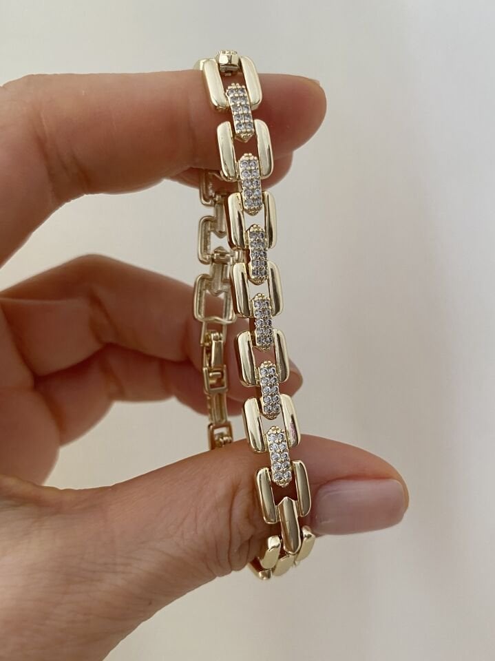 Taşlı Sıralı Kare Bileklik