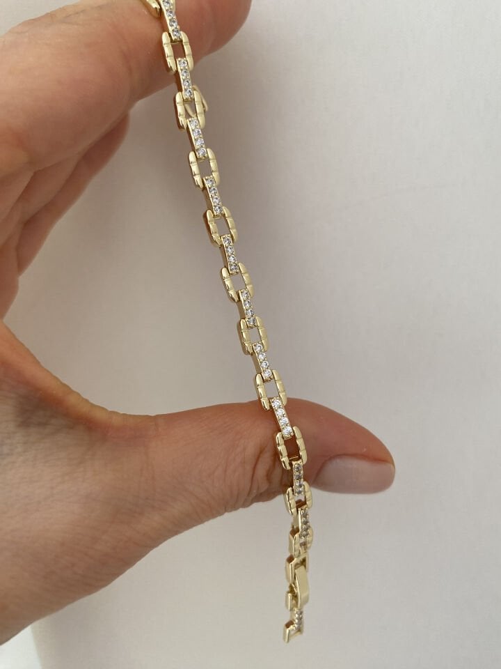 Lazer Kesim Kare Model Taşlı Bileklik