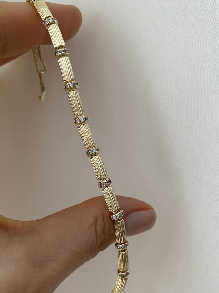 Taşlı Lazer Kesim Silindir Model Bileklik