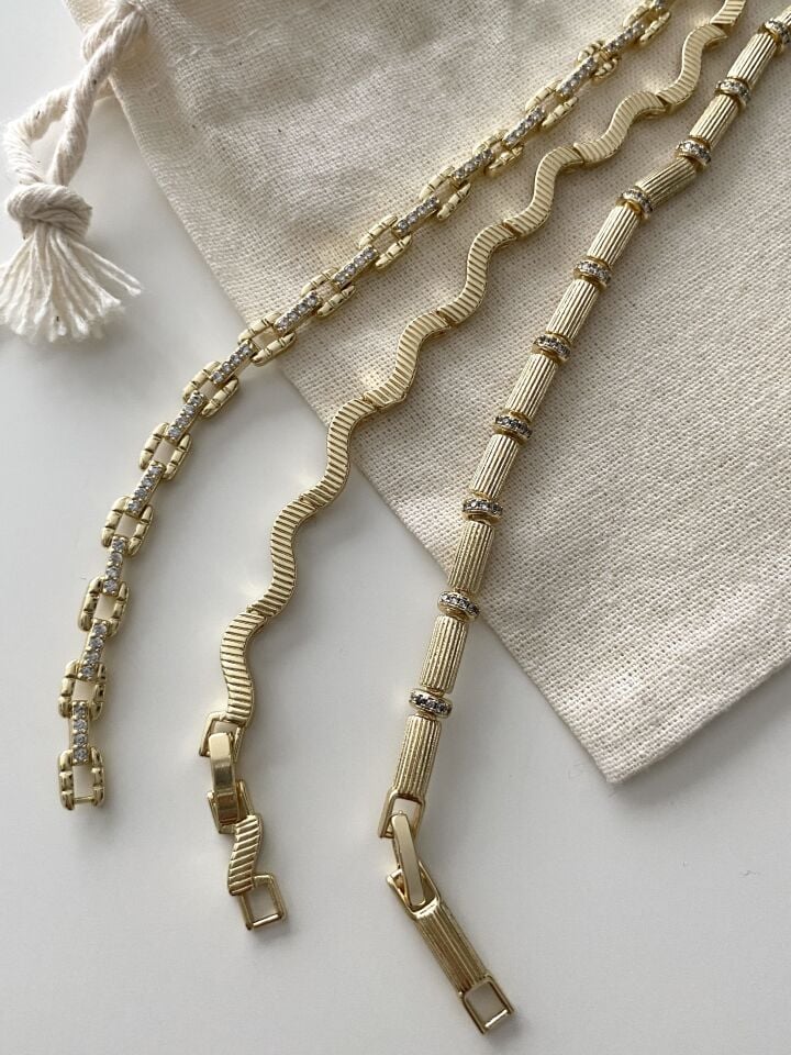 Lazer Kesim Zigzag Model Bileklik