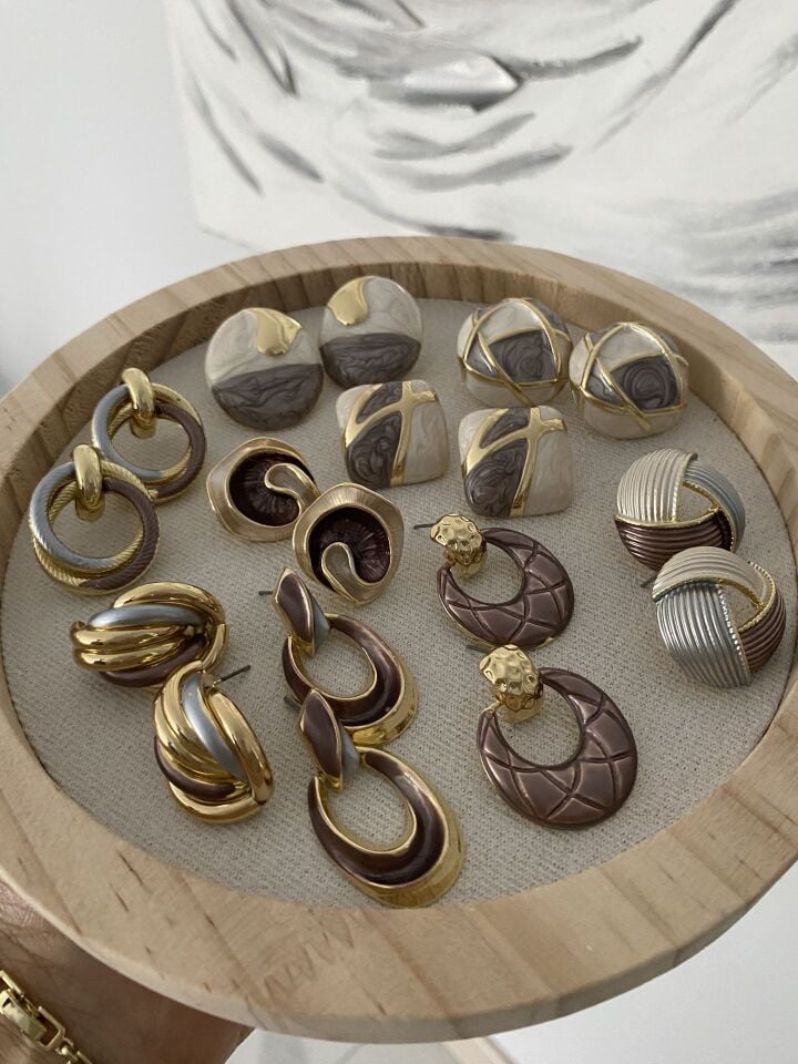 Sallantılı Mürdüm Vintage Küpe