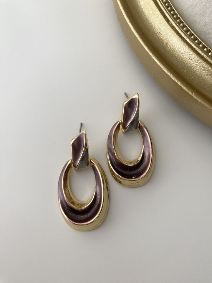 Sallantılı Mürdüm Vintage Küpe