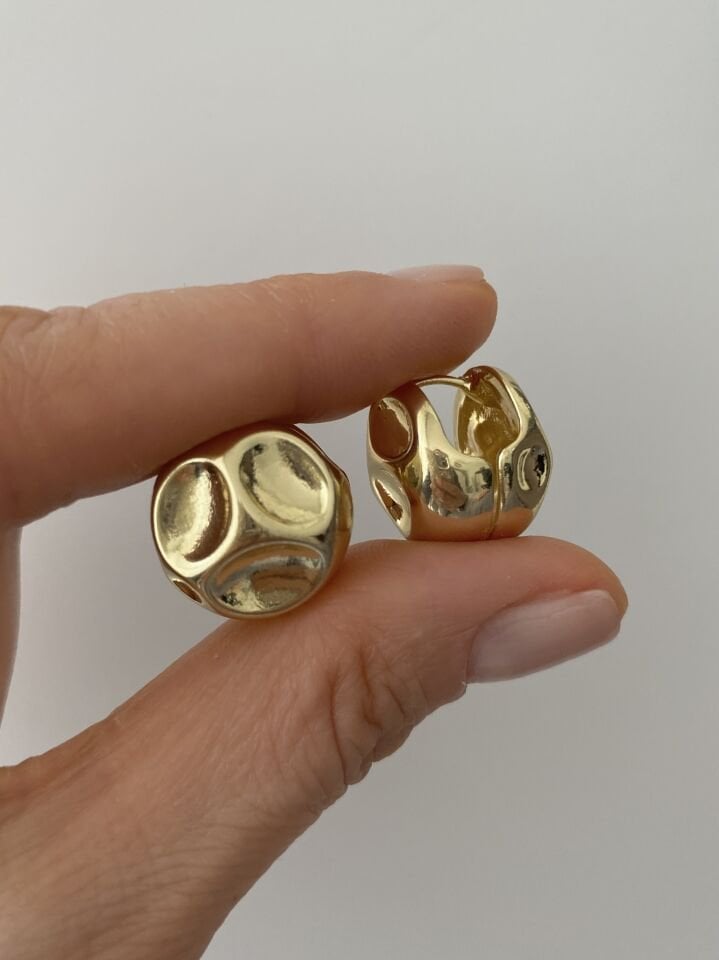 Çift Yönlü Yuvarlak Krater Halka Küpe