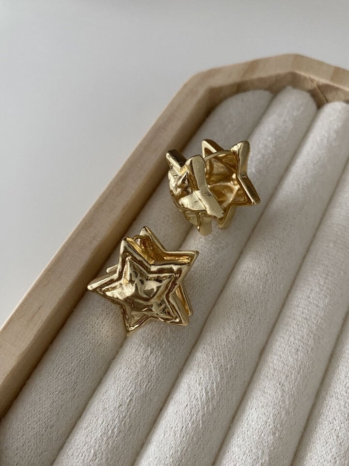 Çift Yönlü Plaka Yıldız Halka Küpe