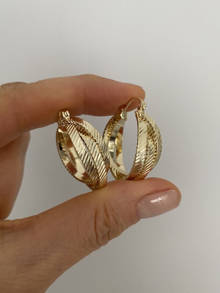 Burma Desen Oval Halka Küpe