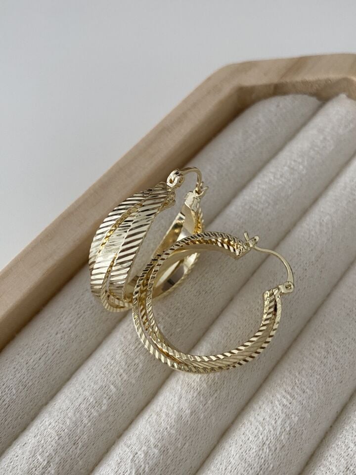 Burma Desen Oval Halka Küpe