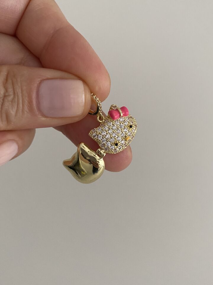 Kapaklı Hello Kitty Figür Kolye Ucu