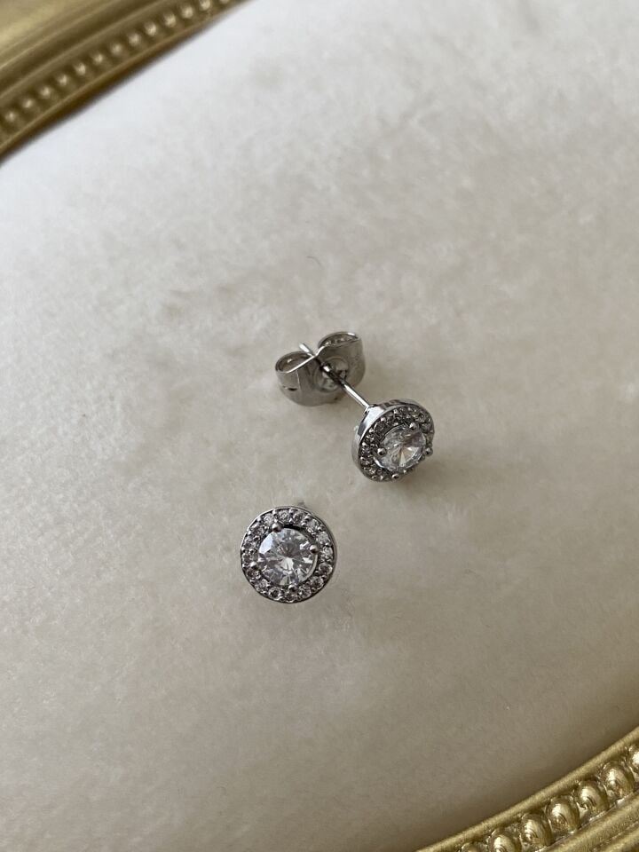 “Özel Seri” Minimal Yuvarlak Model Kristal Taş Küpe