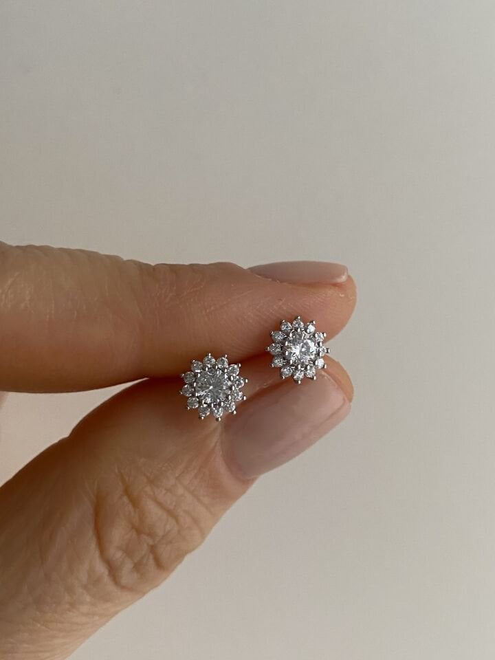 “Özel Seri” Minimal Güneş Model Kristal Taş Küpe