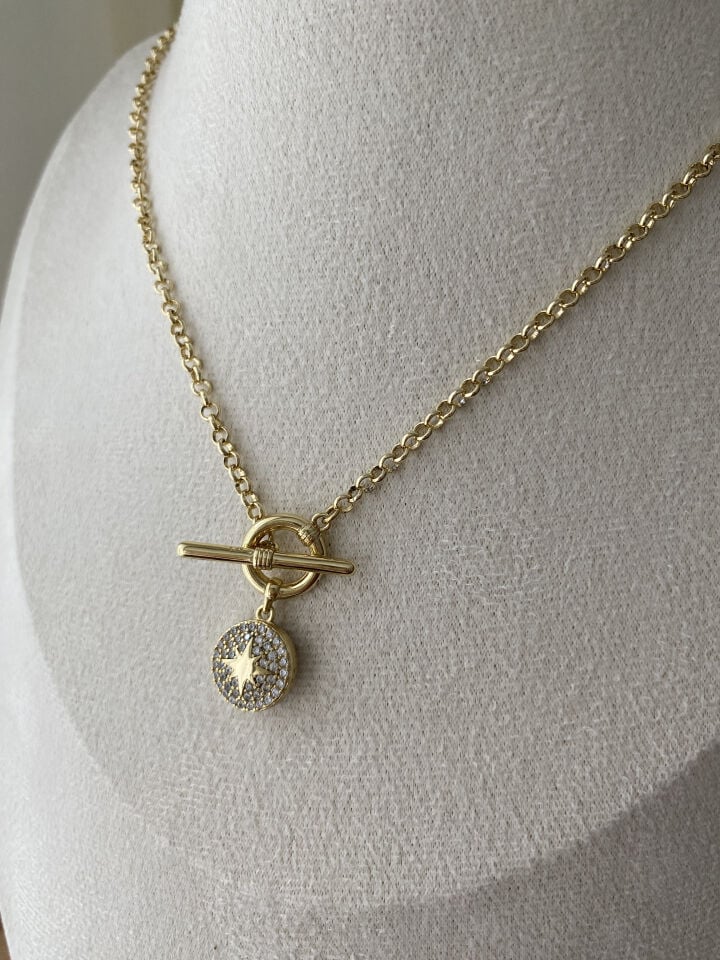 Kutup Yıldızlı Dümen Kilit Doç Zincir Kolye(47cm)