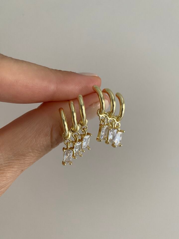 Özel Seri Taşlı Sallantılı Çoklu Görünümlü Küpe